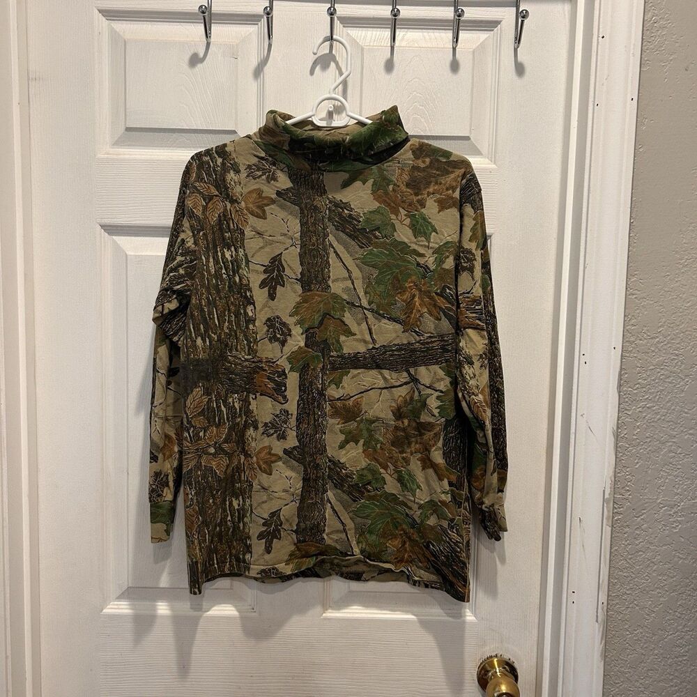 Vtg SPARTAN Realtree‎ USA Long Sleeve Turtleneck Camo Hunting Shirt Small Medium